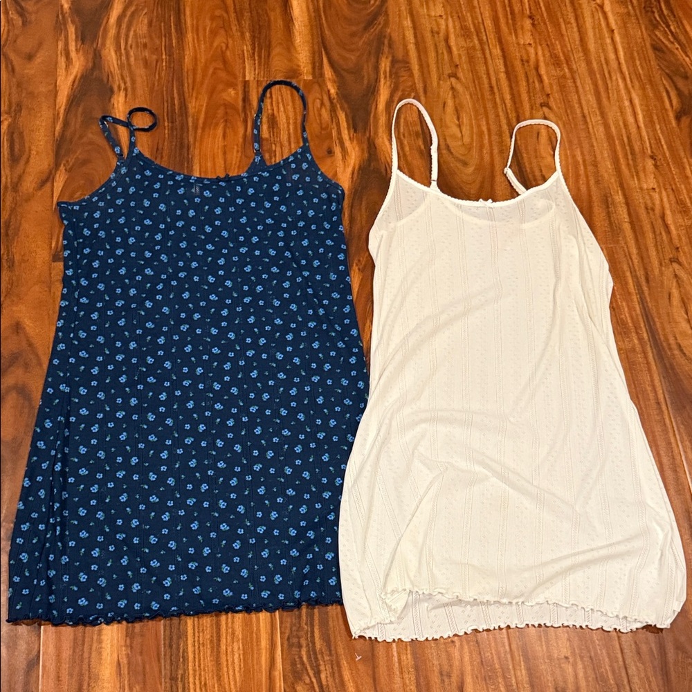 TWO Victoria's Secret Blue Floral and Cream Chemises! Essentially NEW!